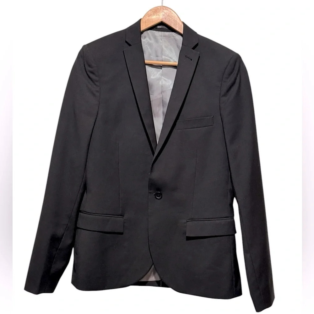 Topman Black Sport Coat Modern Tailored Fit - Picture 2 of 15